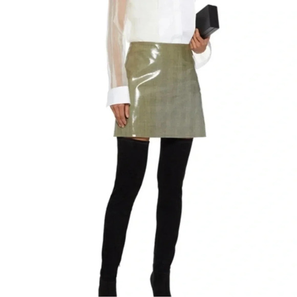 Helmut Lang Women's Size 2 Coated Prince of Wales Checked Mini Skirt SOLD OUT - Picture 1 of 8